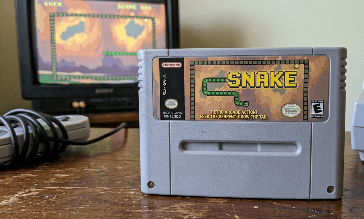Screenshot artwork for the Snek Super Nintendo homebrew project